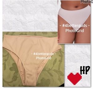 New Forever 21 Plus Size Swimwear Ribbed Neutral Solid Tan Bikini Bottom only 3X